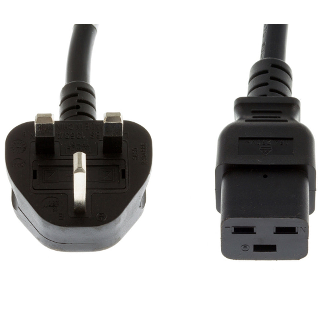 CAB-BS1363-C19-UK | 13A, 250 VAC BS1363 to IEC C19  Power Cable