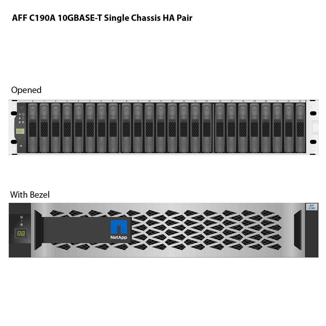 NetApp All Flash Filer (AFF) C190A 10GBASE-T Single Chassis HA Pair Filer Head (AFF-C190A-10GBASE-T)