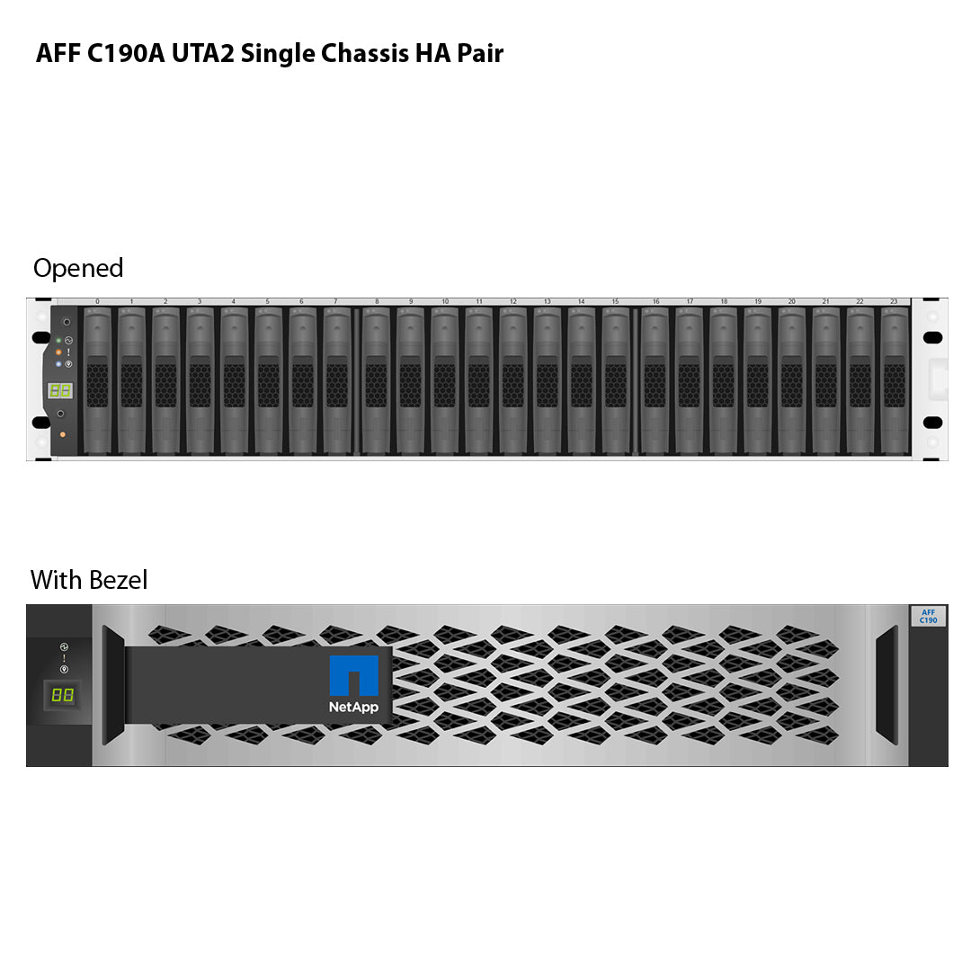 NetApp All Flash Filer (AFF) C190 UTA2 Single Chassis HA Pair Filer Head (AFF-C190A-UTA2)