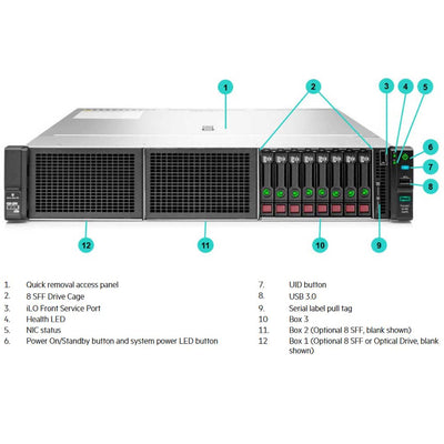 HPE ProLiant DL180 Gen10 4210R 2.4GHz 10-core 1P 16GB-R S100i 8SFF 500W PS Server | P35519-B21