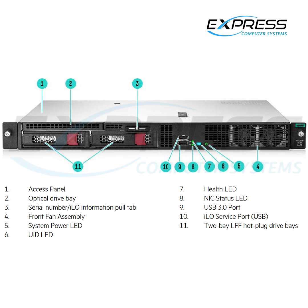 HPE ProLiant DL20 Gen10 Non-hot Plug 2LFF Server Chassis | P06961-B21