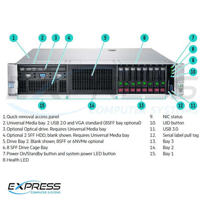 HPE ProLiant DL380 Gen9 E5-2690v4 2P 64GB-R P440ar 8SFF 2x800 W Perf Server | 859085-S01
