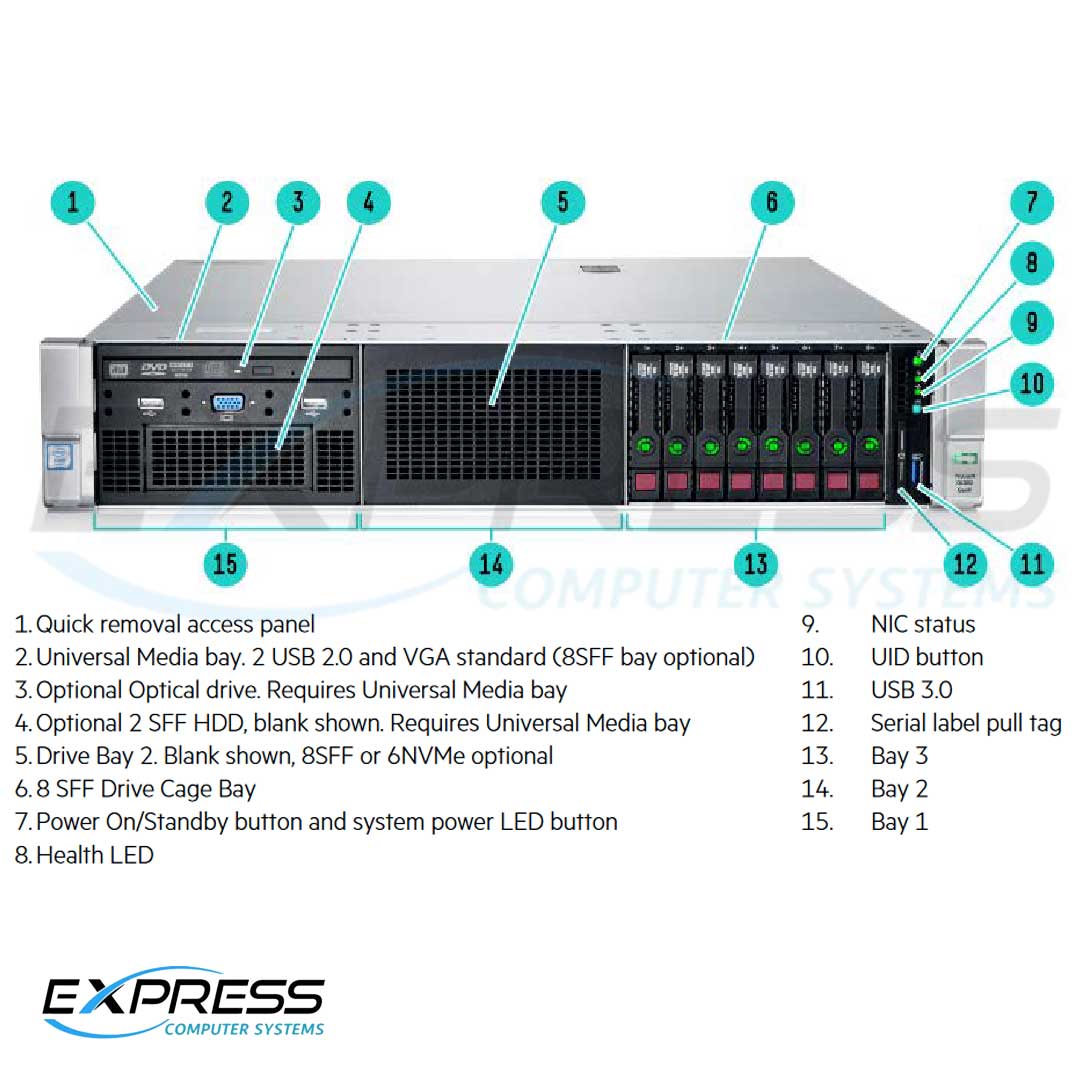 HPE ProLiant DL380 Gen9 E5-2650v4 2P 32GB-R P440ar 8SFF 2x10Gb 2x800W Performance Server |  826684-B21