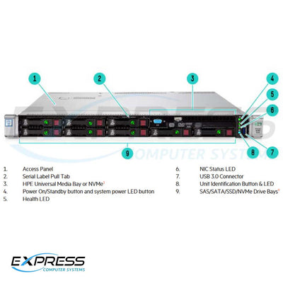 HPE ProLiant DL360 Gen9 E5-2640v4 1P 16GB-R P440ar 8SFF 500W PS Base Server | 848736-B21