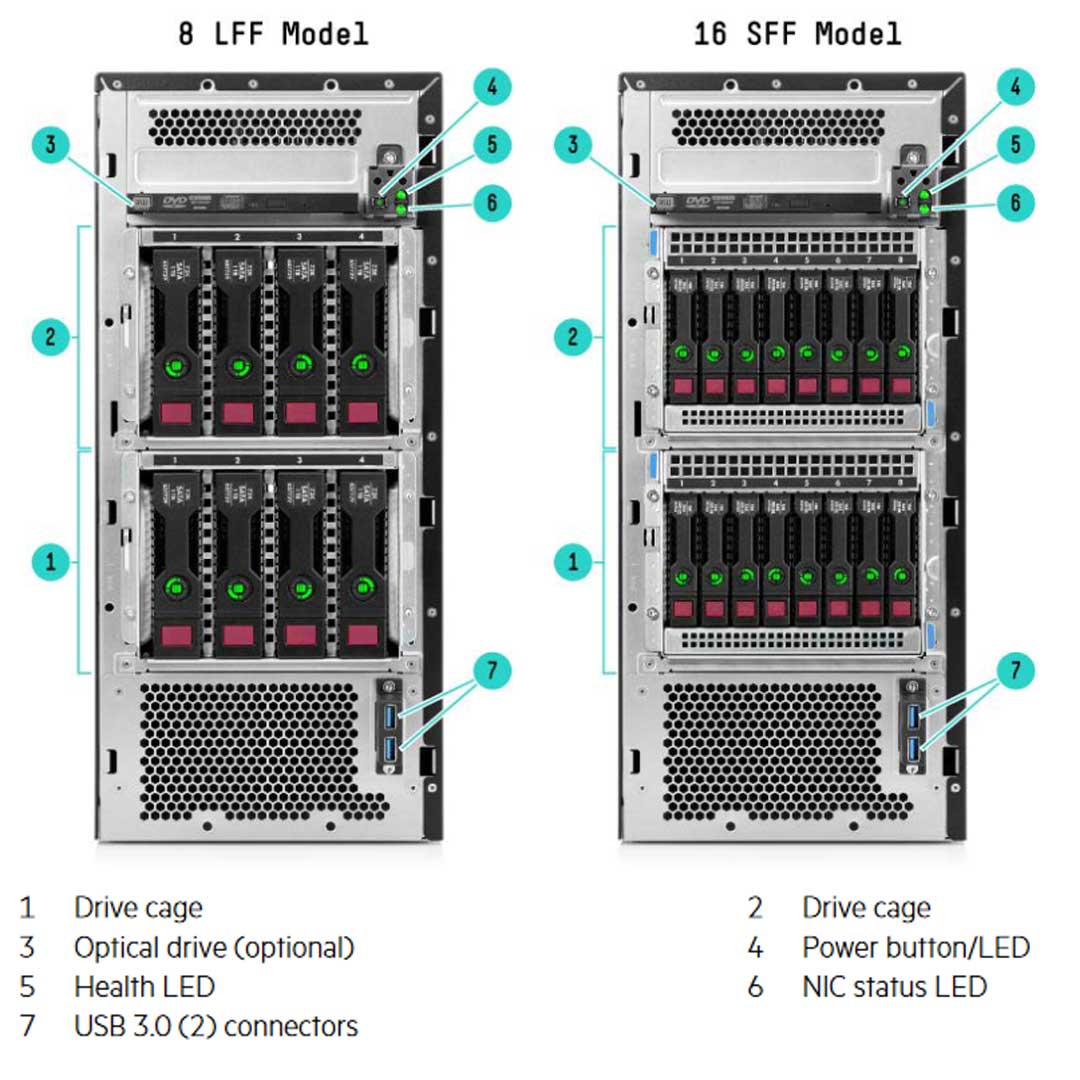 HPE ProLiant ML110 Gen9 E5-2620v4 8GB-R B140i 4LFF 350W PS Base Server | 838503-B21