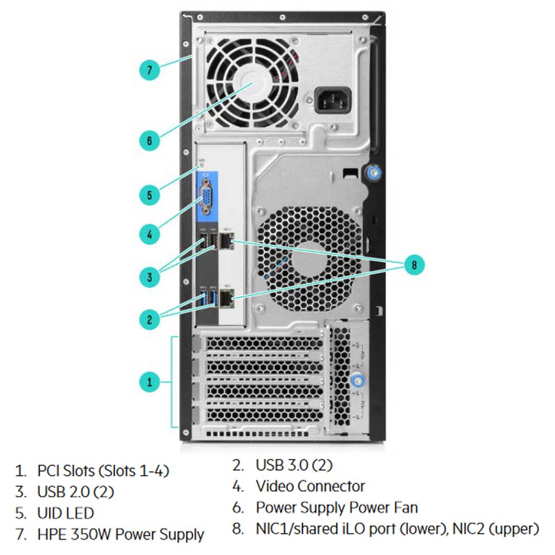 HPE ProLiant ML30 Gen9 E3-1220v6 1P 8GB-U B140i 4LFF HP SATA 350W PS Performance Server | P03705-B21