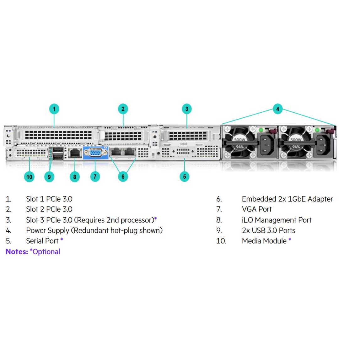 HPE ProLiant DL160 Gen10 5218 2.3GHz 16-core 1P 16GB-R S100i 8SFF 500W PS Server | P35517-B21