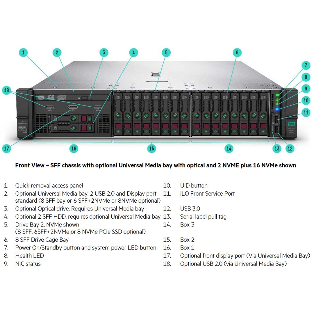 HPE ProLiant DL380 Gen10 6250 3.9GHz 8C 1P 32GB-R S100i NC 8SFF 800W PS Server | P40427-B21