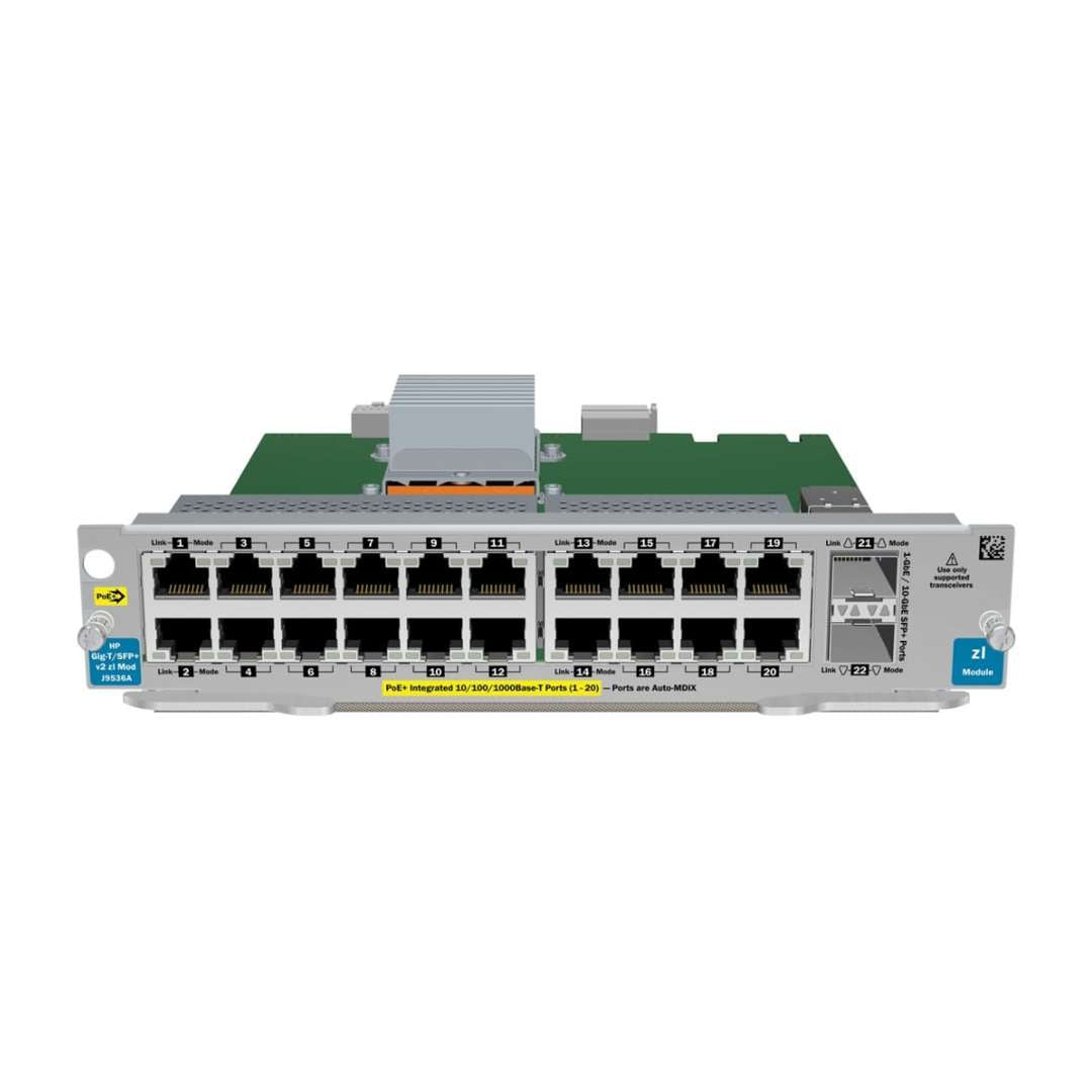 HPE J9536A 20-port Gig-T Power over Ethernet Plus (PoE+)/2-port 10 GbE SFP+ v2 zl module