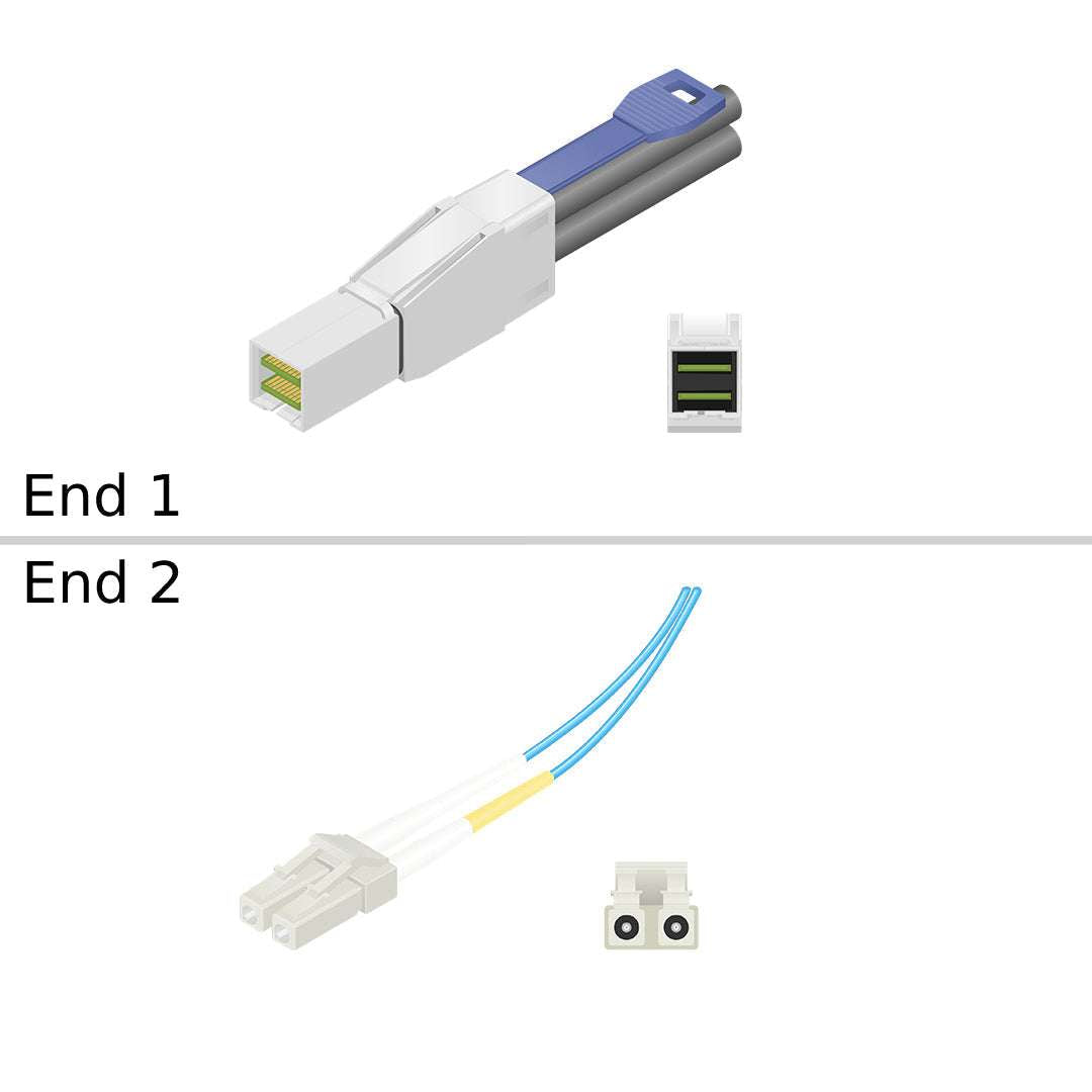 NetApp X66047A - 5m Data Cable with Plug MiniSAS HD/4xLC | Opt, miniSAS HD/LC, OM4,