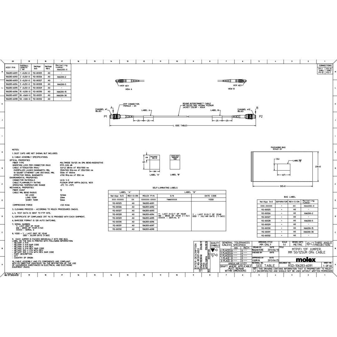 NetApp X66200-5 - 5m Data Cable with Plug MPO/MPO | Opt, OM4, MPO/MPO, Type B,