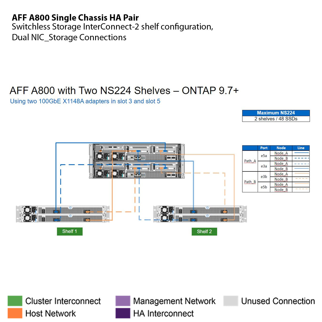 NetApp AFF A800 Single Chassis HA Pair Filer Head (AFF-A800A)