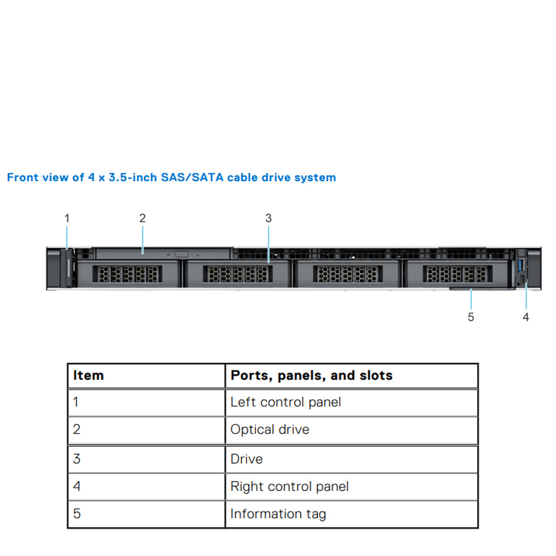 Dell PowerEdge R250 Chassis - Cabled 4x3.5" SAS/SATA (HDD/SSD)