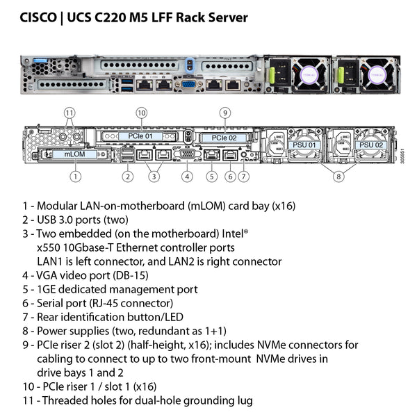 Cisco UCS C220 M5 LFF Rack Servers CTO - ECS